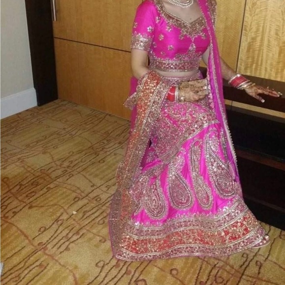 Dresses & Skirts - Pink and Gold Embellished Lehenga